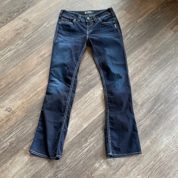 Women’s Silver Suki Mid Slim Boot Cut Jeans Sz 28